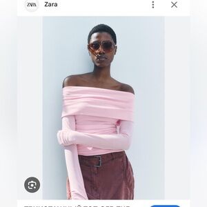 Zara Nwt Pink Off-the-Shoulder Top